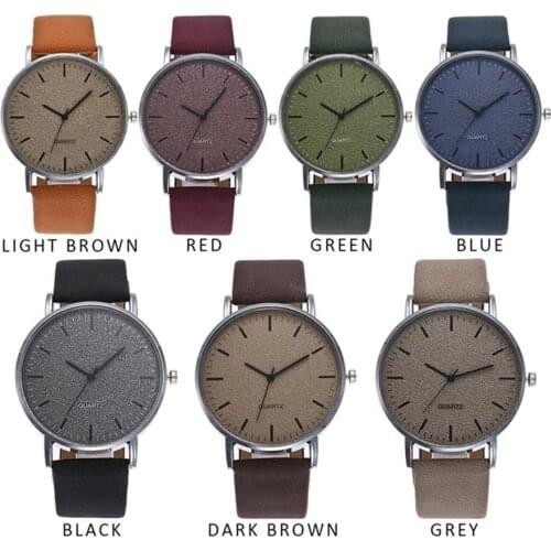 Simple Women Men Unisex Watch Analog Quartz Round Dial Faux Leather Strap Couple Wrist Watch Lovers Watches Gift