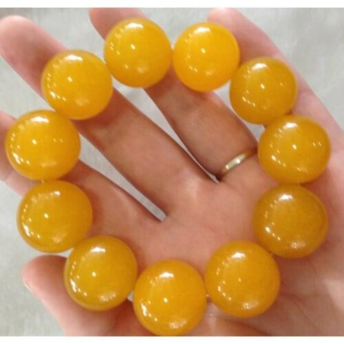 Selling Jewelry>>>Natural jadeite bracelet Quartz bracelets for men and women large beads yellow stone bracelet 20mm