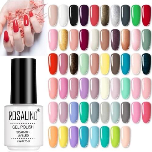 ROSALIND 7ml Gel Color Varnishes Pure Nail Gel Polish Semi Permanent All For Manicure Nail Art Soak Off Need Base Top UV Gel