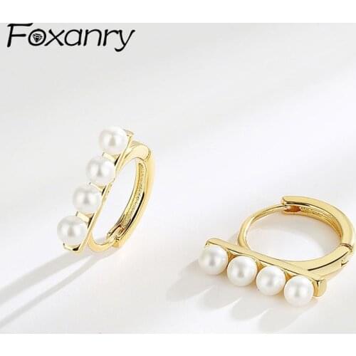 FOXANRY Prevent Allergy 925 Sterling Silver Earrings for Women Accessories New Trendy Elegant Pearls Bride Jewelry Birthday Gift
