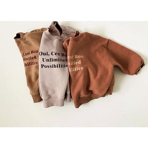 9147 Korean New Style Sweater Winter Clothing Simple Leisure Small English Letters Pullover Boys And Girls Plush Velvet Shirts