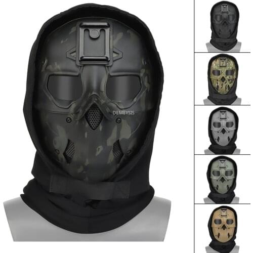 Tactical Skull Mask Full Face Airsoft Hunting Shooting Training Paintball Mask with Headgear Combat Cs Military Protective Masks
