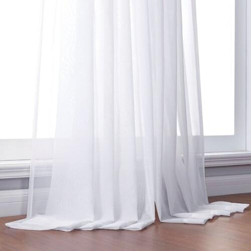 ELKA Solid White Tulle Sheer Window Curtains for Living Room the Bedroom Modern Tulle Voile Organza Curtains Fabric Drapes