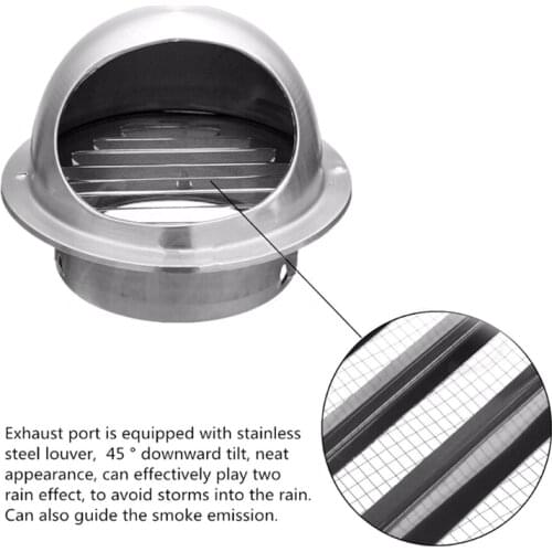 Stainless Steel Exhaust Hood 80/100/120/150mm, Hood External Wall Vent Cap Ventilation Cap Air Ventilation Ventilation Fan
