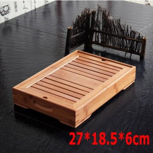 Hot Sale High quality bamboo tea tray solid wooden tea set kung fu tools for cup teapot crafts tray 27*18.5*6cm Free Shipping