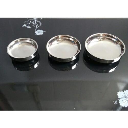 10pcs Stainless Steel Seasoning Dish Plate Multipurpose Snack Saucers Round Kitchen Tableware Sauce Plates
