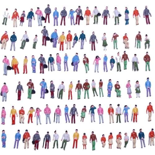 100pcs Model Trains 1:87 Painted Figures HO TT Miniature Building Layout P100