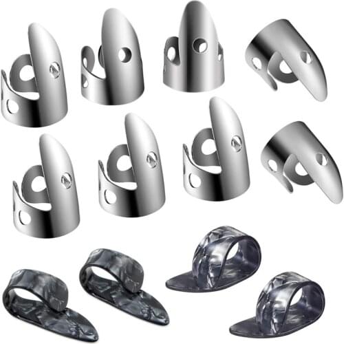 12Pcs Guitar Finger Picks Metal Thumb Picks Finger Protectors Set Guitar Protector Accessory
