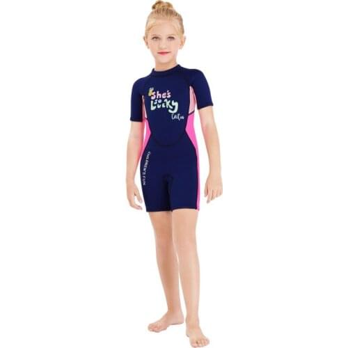 2.5mm Childrens Swimsuit Solid Color Cosmetic Short-sleeved Swimwear Girls Wetsuits Thickened Kids Sunscreen Surf Diving Suit