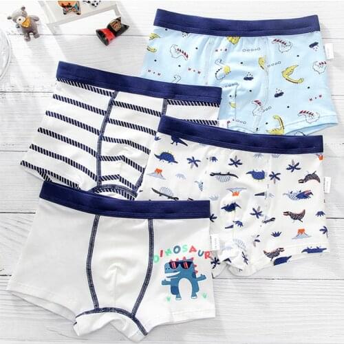 4 Pcs/Lot Kids Boys Underwear Cotton Shorts Boxer Panties Soft Childrens Underpants 4-14y