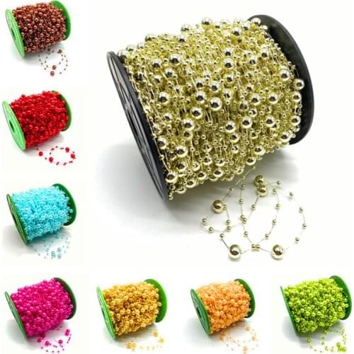 5Yards 3+8mm Fishing Line Artificial Pearls Flower Beads Chain Garland Flowers Wedding Party Decoration Diy Accessories