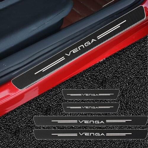 Mutips 4pcs Carbon Fiber GT Car Sticker Door Sill Threshold Protection Cover Trim Accessories Exterior Decoration For Kia Venga