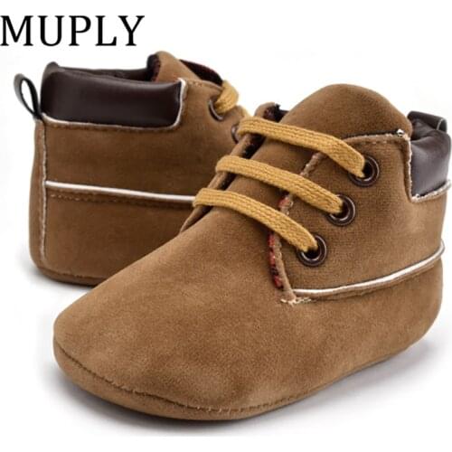 Newborn Baby Boys Girls Classic Handsome First Walkers PU Leather Shoes Baby Infant Toddler Soft Soles Boots For 0-18M