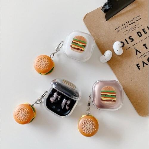 For Samsung Galaxy Buds Live/Buds Pro Case Korea Hamburger Keychain Soft Silicone Clear Earphone Case For Galaxy Buds Live Cover