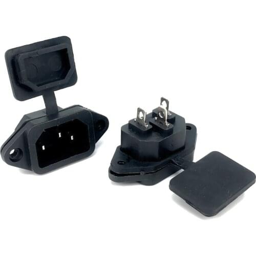 Black 10A 250V IEC320 C13 C14 electric bicycle car wired Waterproof Receptacle Connector battery Charging AC power outlet Socket