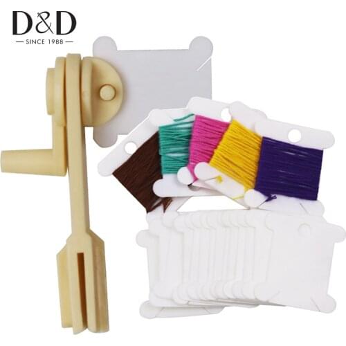 D&D 300pcs Plastic Thread Bobbins Thread Card and 1pc String Winder Cross Stitch Embroidery Floss&Craft Sewing Tools