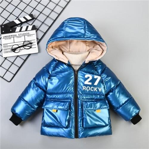 Childrens Witer Jacket Boy Down Cotton Coat Kids Thick Parka Toddler Boy Plush Velvet Clothes Number Print Outerwear
