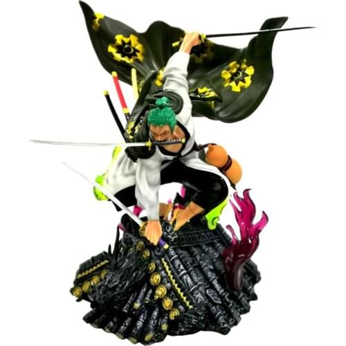 One Piece GK Action Figure Model Kimono Roronoa Zoro Threeknife Fighting Skill Anime Model Wano Country Pvc 30cm Collection Toy