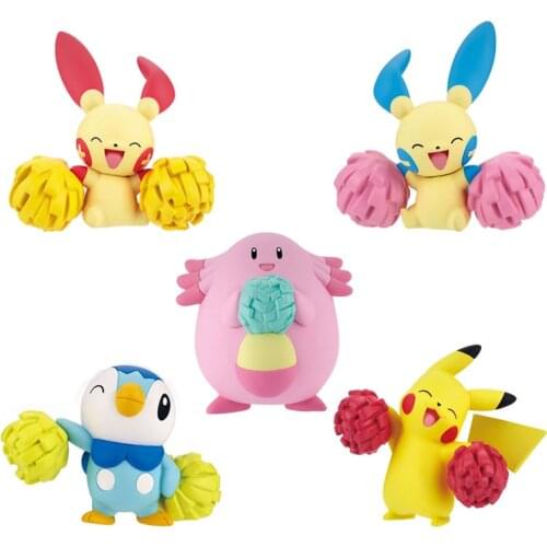 TAKARA TOMY Pokemon Anime Figures Dolls Pikachu Piplup Chansey Plusle Minun Action Figure Gashapon Toys Kawaii Kids Gifts
