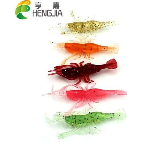 HENGJIA 8cm 3.6g rubber soft shrimp fishing lures artificial prawn swimbaits pike trout catfish pesca fishing tackles