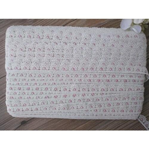 10 Yards Pink White Color Water Soluble Lace Ribbon 1.5cm wide Cute Lace Trims Apparel Sewing Accessories Handmade Trimming