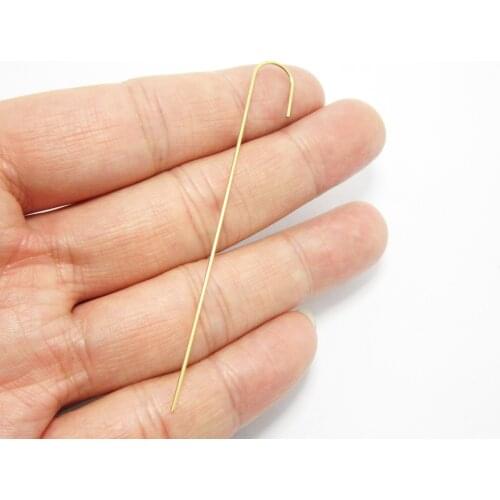 Brass ear wire 70x9mm Brass ear hooks Brass earrings bails findings Lead free R1068