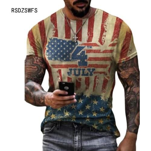 Summer American Flag Classic 3D Print Men T Shirt Fashion Street Style Sports Short Sleeve Men Tees Oversize Breathable T Shirt