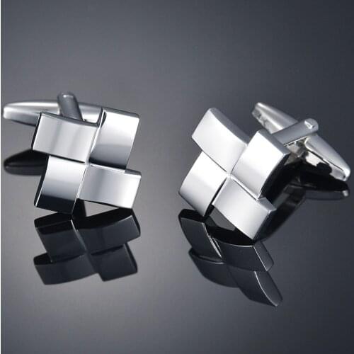 Geometry Style Silver Color High Quality Mens Classic Initial Cufflinks Formal Business Wedding Shirt Cuff Buttons Jewelry Gift