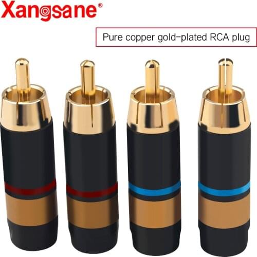 Xangsane new XS-R08 4pcs/8pcs pure copper gold-plated RCA lotus plug coaxial cable signal cable to power amplifier accessories
