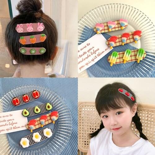 New Sticky post Hair bands Girls Sweet Headwear Fruit Velcro child Fixed headband Hair Accessories Kids Hairpins Headdress Gift