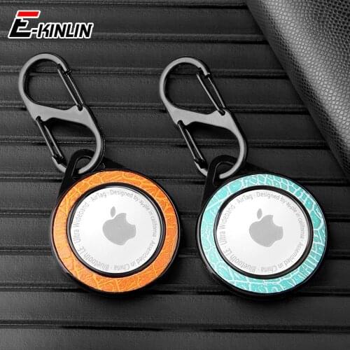 For Airtag Plastic Hard Protective Sleeve Keychain Buckle Cover Shell For Apple Airtags Locator Snake Crocodile Leather Case