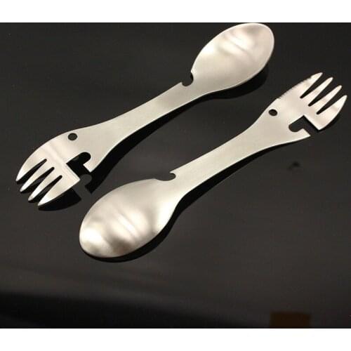 Camping equipment multifunctional cookware spoon fork bottle opener tool Portable tableware outdoor kitchen tools -7