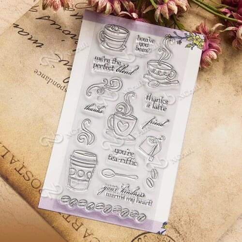 Coffee Time Transparent Clear Silicone Stamp/Seal for DIY scrapbooking/photo album Decorative clear stamp sheets A434