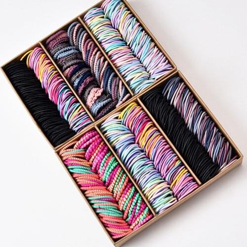 100PCS/Set Girls Candy Colors Nylon Elastic Hair Bands Children Rubber Band Headband Scrunchie Fashion Hair Accessories