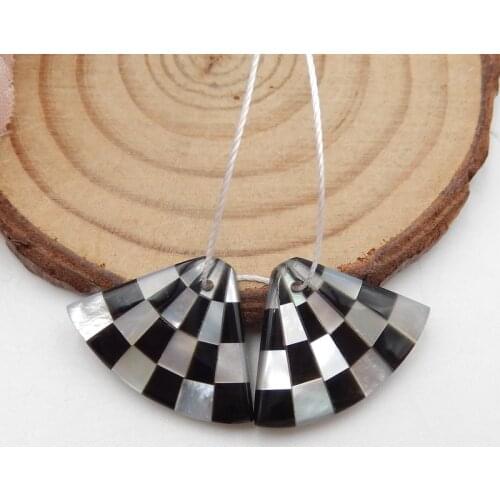 New Natural Stones Shell,Obsidian Earrings Bead,Fashion Jewelry For Women 16x23x4mm,3.5g