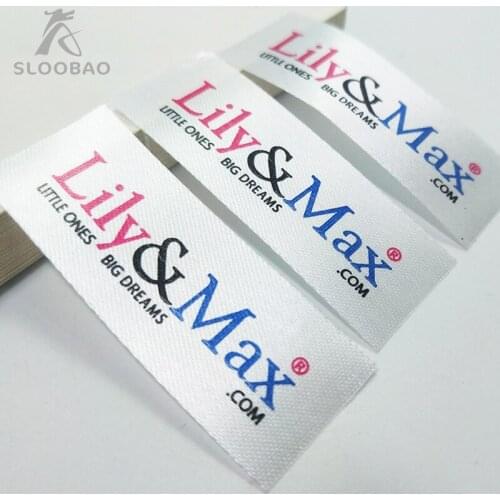 Free shipping customized/custom logo brand name design wash care labels, silk material washable printed main labels