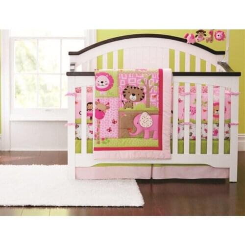 Discount! 7pcs Embroidered ,ropa de cuna Boy Baby Cot Crib Bedding Set ,include(bumpers+duvet+bed cover+bed skirt)