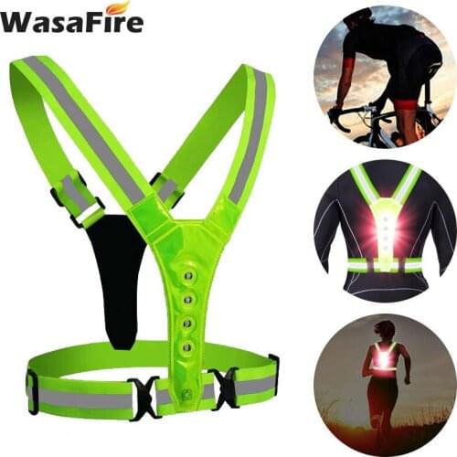 LED Sports Reflective Vest Elastic V-shaped Illuminated Safety Vest Adjustable Elastic Strap For Night Running Cycling