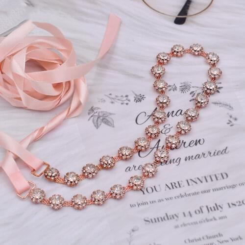 TRiXY S378 Wedding Alloy Belt with Rhinestone Ribbon Wedding Belts Bridal Dress Belts for Girls Sparkle Belts for Women Bridal