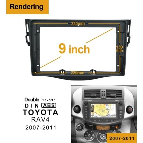 1/2Din Car DVD Frame Audio Fitting Adaptor Dash Trim Kits Facia Panel 9inch For Toyota RAV4 2007-2012 Double Din Radio Player