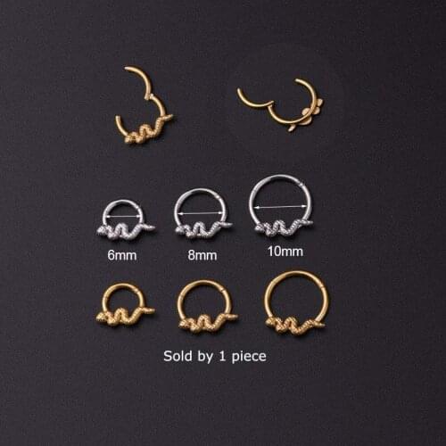 1 Piece Snake Shape Hoop Clicker Earring Helix Lobe Piercing 16gauge Stainless Steel