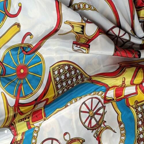 145cm*100cm designer fabric chain carriage pattern satin digital printing sewing DIY fabric shirt pants