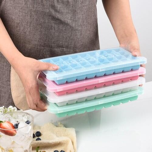 1Pc36 Grids Ice Cube Maker Square With Lid Food Grade Silicone Mold Forms For Ice Cream Mold Ice Cube Tray Bar Accessories