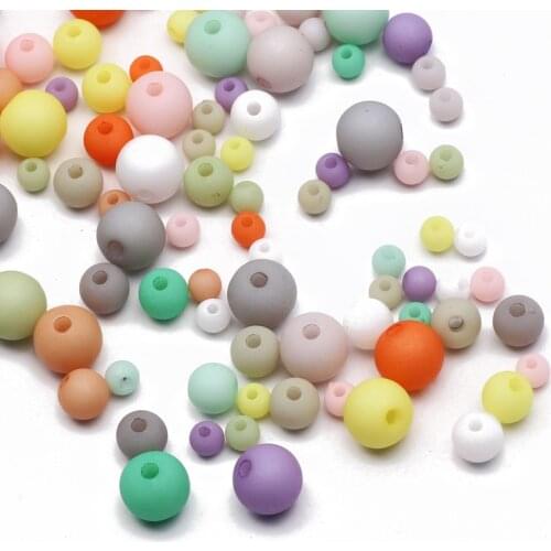 Acrylic Matte Beads High Quality 100-500PCS 4/6/8MM Round Candy Smooth Loose Spacer Beads Ball Jewelry Bracelet Making DIY