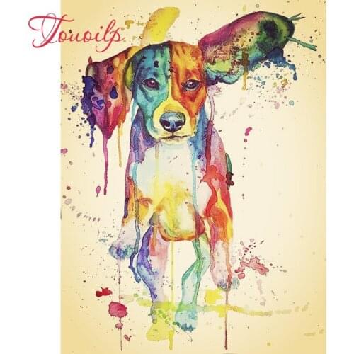 TOUOILP 5D DIY Full Diamond painting"Colored dog"patterns bead Cross Stitch Rhinestone Embroidery Mosaic Hindu god,decor home