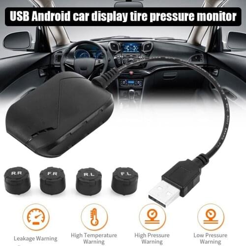 3.5 Bar USB Car TPMS Tire Pressure Monitoring System For Android Multimedia Player 4PCS External Sensors 5V Auto Pressure Alarm