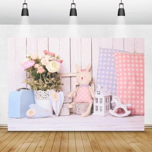 Baby Room Toy Rabbit Flower Wooden Board Plank Baby Portrait Photography Background Photographic Backdrop Props For Photo Studio