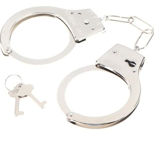 Children Handcuffs Toy Boy Funny Prank Role Cosplay Tools Kids Toys Silver Metal Handcuffs With Keys Toy