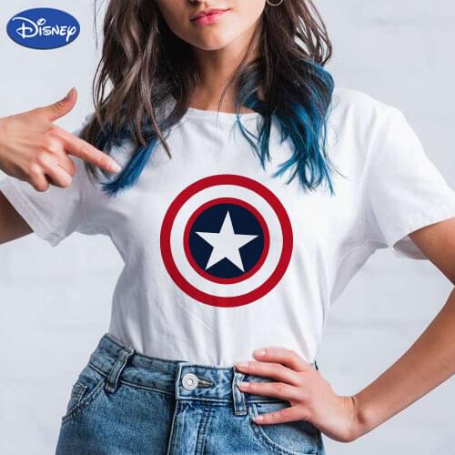 Disney Plus Marvel America Captain Shield T Shirt Short Sleeve Soft Y2K Harajuku Female I Am Cool Tshirt Girl Power T-Shirt