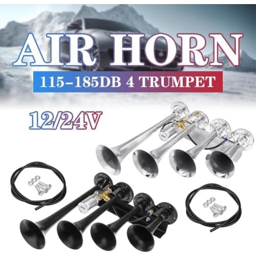 185DB 4 Trumpets Multi-tone Air Horn 12/24V for Car Vehicle Truck Train Boat motorcycle Multi-tone & Claxon Horns
